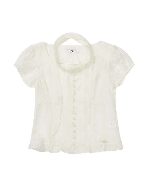 RIBBON BLOUSE - 6 COLORS CREAM