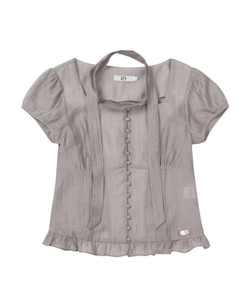 RIBBON BLOUSE - 6 COLORS GREY