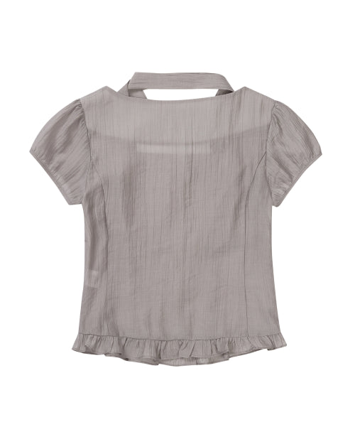 RIBBON BLOUSE - 6 COLORS GREY
