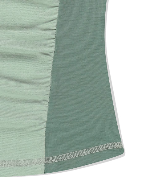 SHIRRING HALF ZIP UP JERSEY TEE - 2 COLORS GREEN