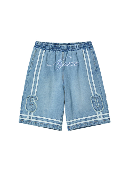 BASKETBALL DENIM HALF PANTS LIGHT BLUE - 2 COLORS