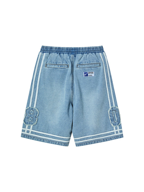 BASKETBALL DENIM HALF PANTS LIGHT BLUE - 2 COLORS