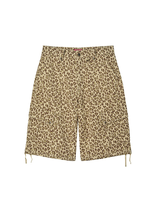 PATTERN CARGO HALF PANTS LEOPARD