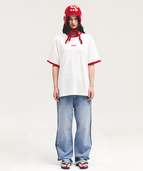 KIMS LOGO RINGER TEE WHITE RED