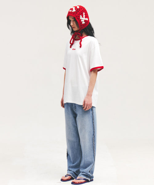 KIMS LOGO RINGER TEE WHITE RED