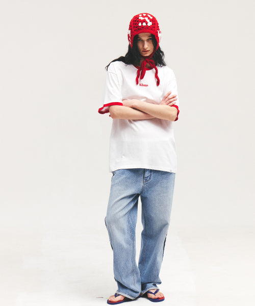 KIMS LOGO RINGER TEE WHITE RED