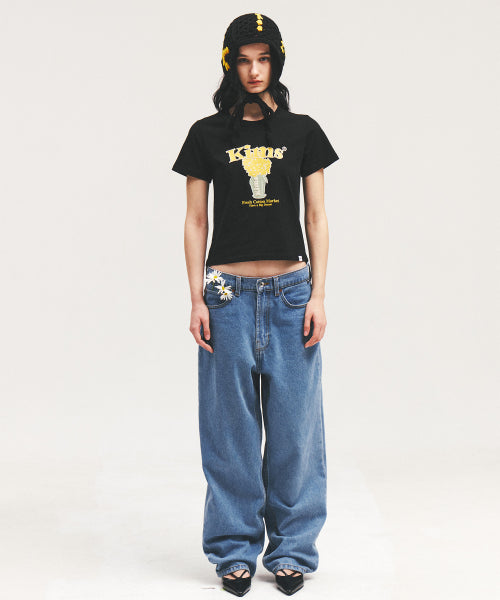 POPCORN FLOWER TEE - 2 COLORS BLACK