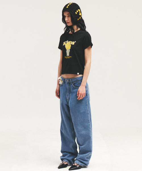 POPCORN FLOWER TEE - 2 COLORS BLACK