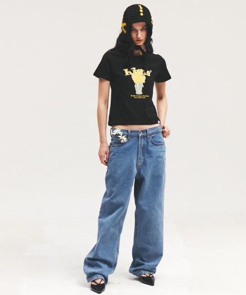 POPCORN FLOWER TEE - 2 COLORS BLACK