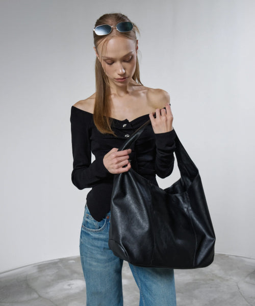 AUBREY BIG HOBO BAG - 3 COLORS BLACK