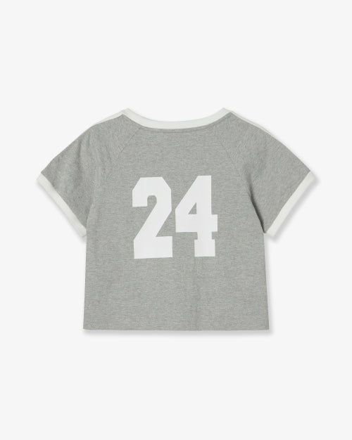 ATHLETE STRIPE HALF T SHIRTS - 5 COLORS MELANGE GREY