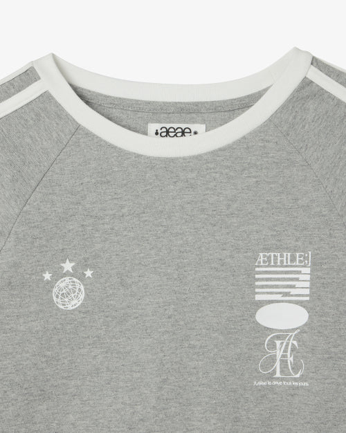 ATHLETE STRIPE HALF T SHIRTS - 5 COLORS MELANGE GREY