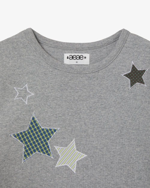 CHECK STAR TEE - 3 COLORS MELANGE GREY
