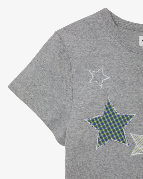 CHECK STAR TEE - 3 COLORS MELANGE GREY