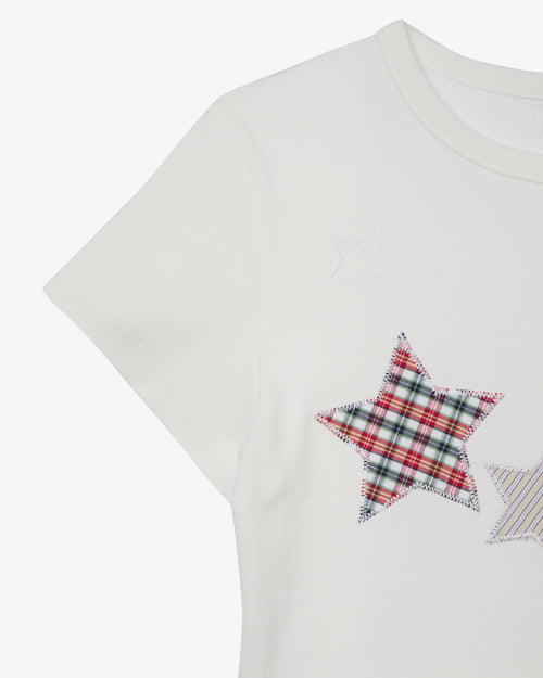 CHECK STAR TEE - 3 COLORS WHITE