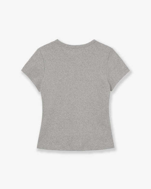 APPLIQUE FLOWER LOGO TEE - 4 COLORS MELANGE GREY