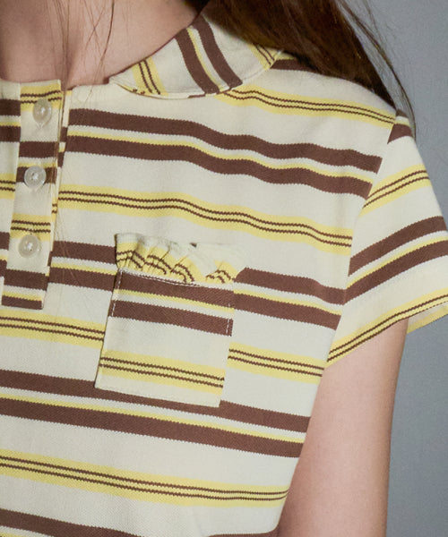 RUFFLE ROUND COLLAR T-SHIRT AS SHOWN