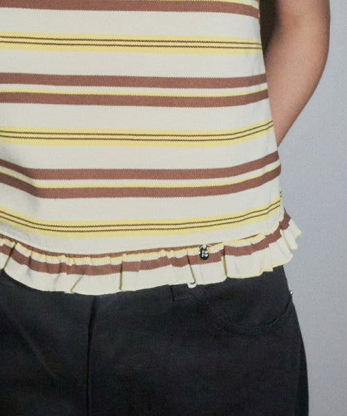 RUFFLE ROUND COLLAR T-SHIRT AS SHOWN