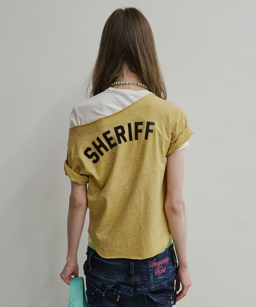 SHERIFF CUT OUT TEE - 3 COLORS YELLOW