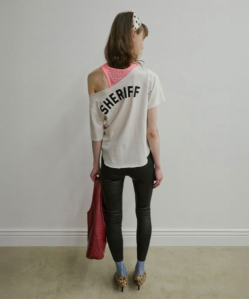 SHERIFF CUT OUT TEE - 3 COLORS WHITE