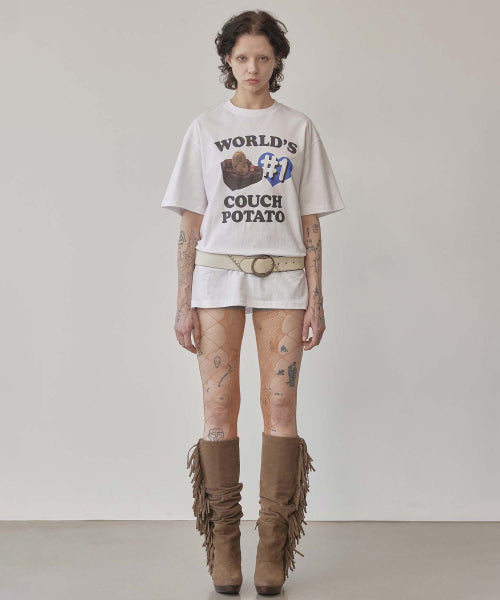 NUMBER ONE COUCH POTATO TEE - 2 COLORS WHITE