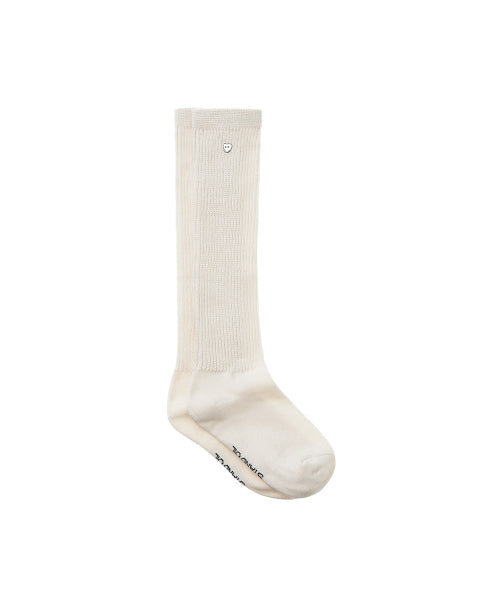 HEART BUTTON KNEE SOCKS - 2 COLORS CREAM