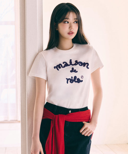 MAISON DE ROLA EMBROIDERY T SHIRT - 7 COLORS AS SHOWN