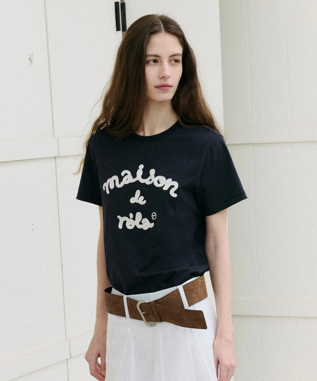 MAISON DE ROLA EMBROIDERY T-SHIRT NAVY
