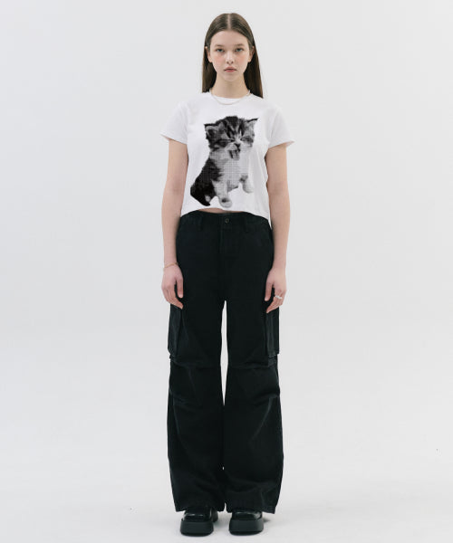 KITTEN HALFTONE T-SHIRT - 2 COLORS WHITE