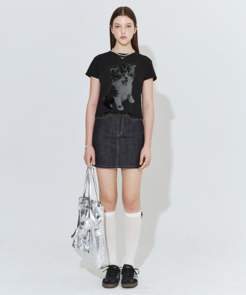 KITTEN HALFTONE T-SHIRT - 2 COLORS BLACK