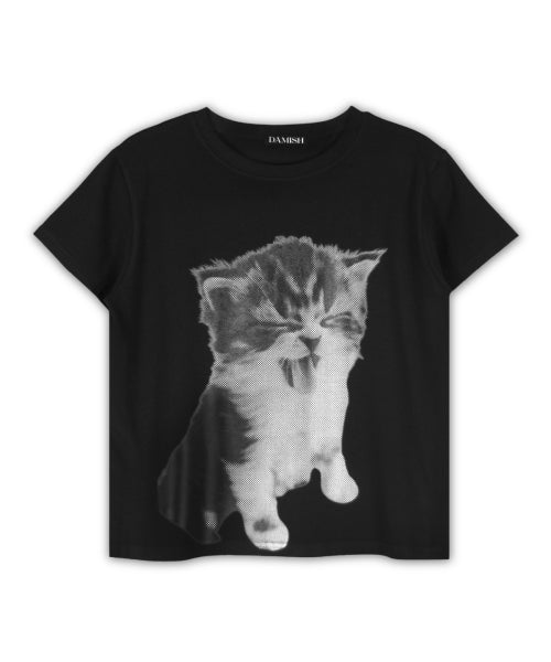 KITTEN HALFTONE T-SHIRT - 2 COLORS BLACK