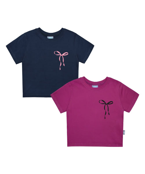 SMALL RIBBON CROP TEE - 2 COLORS