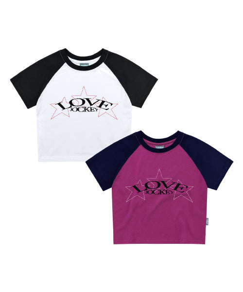 LOVE JOCKEY RAGLAN CROP TEE