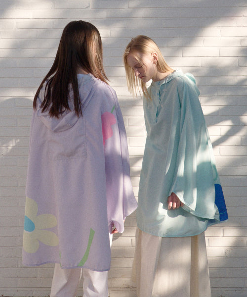 FLOWER RAIN PONCHO - 2 COLORS LAVENDER