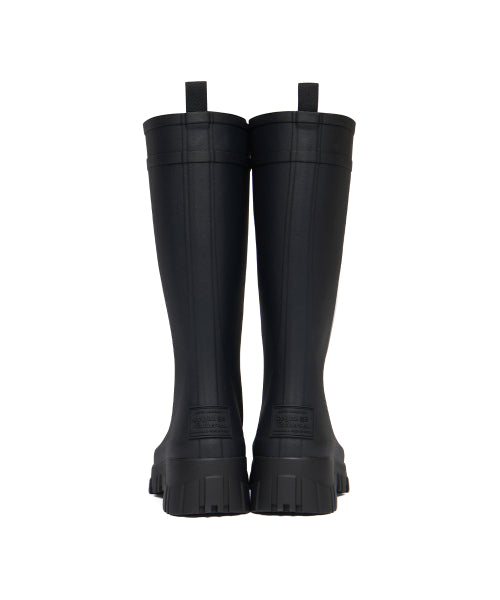PLATFORM LACEUP RAIN BOOTS LONG - 3 COLORS BLACK
