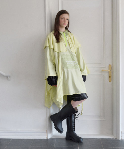 PLATFORM LACEUP RAIN BOOTS LONG - 3 COLORS BLACK