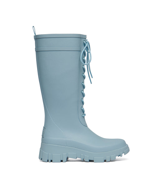 PLATFORM LACEUP RAIN BOOTS LONG - 3 COLORS BLACK