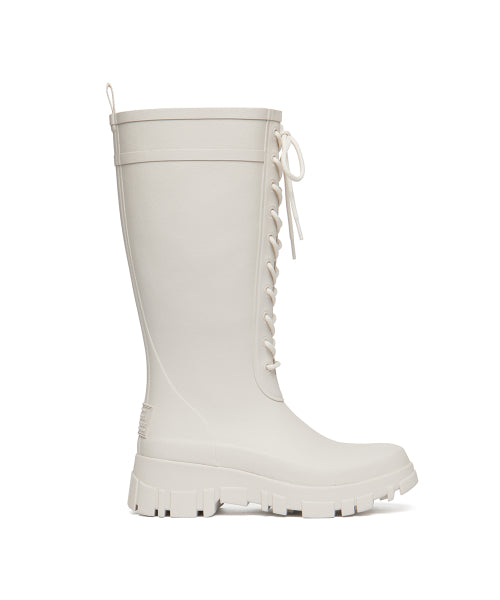 PLATFORM LACEUP RAIN BOOTS LONG - 3 COLORS BLACK