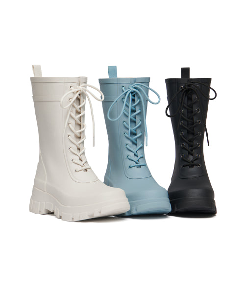 PLATFORM LACEUP RAIN BOOTS MIDDLE - 3 COLORS BLACK