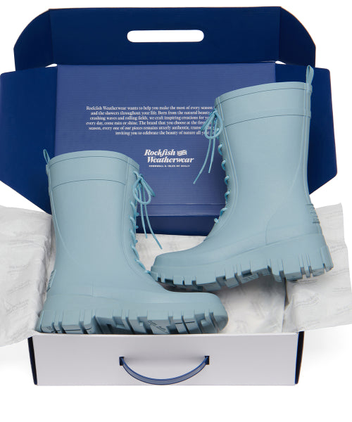 PLATFORM LACEUP RAIN BOOTS MIDDLE - 3 COLORS BLACK