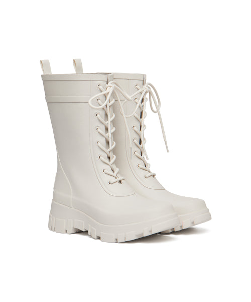 PLATFORM LACEUP RAIN BOOTS MIDDLE - 3 COLORS BLACK