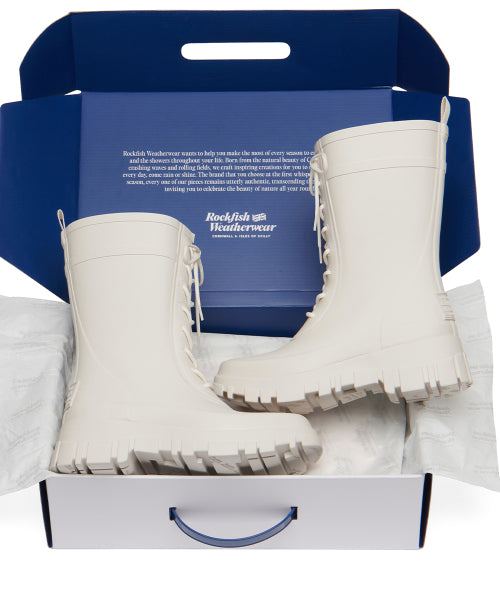 PLATFORM LACEUP RAIN BOOTS MIDDLE - 3 COLORS BLACK