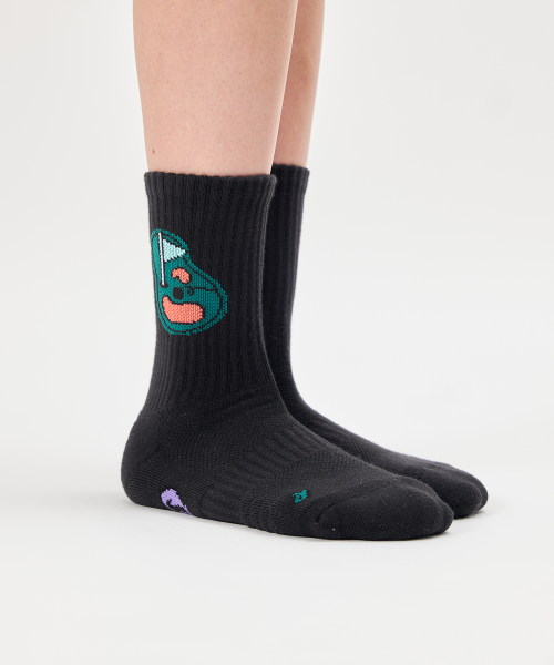 COOLMAX GOLF CREW SOCKS - HOLE IN ONE BLACK