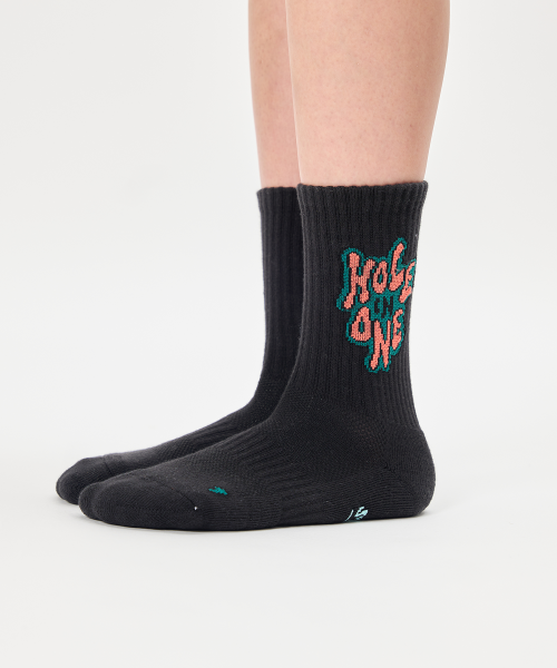 COOLMAX GOLF CREW SOCKS - HOLE IN ONE BLACK