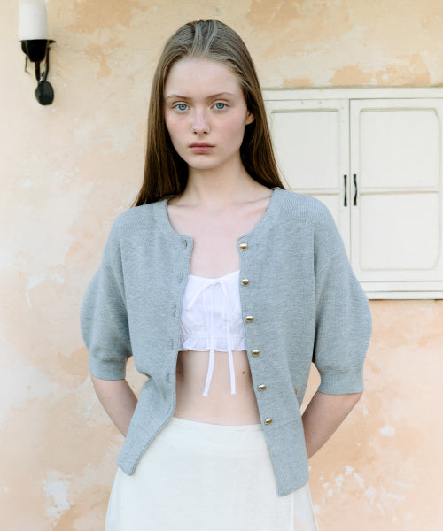 VOLUME SLEEVE HALF CARDIGAN - 4 COLORS GREY