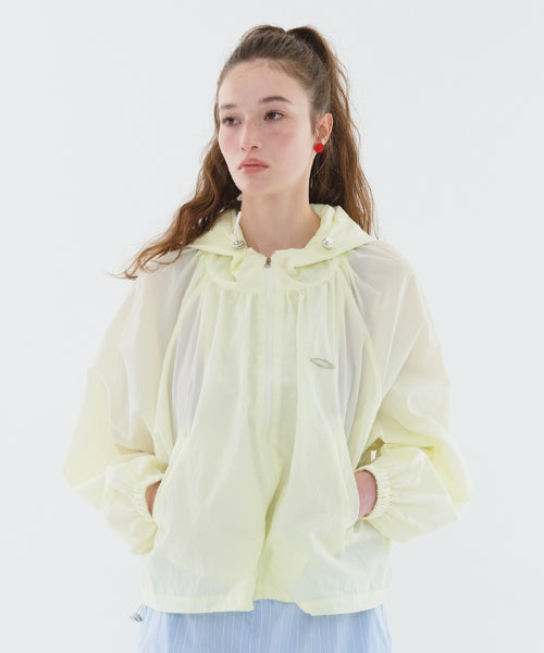 HOOD PINTUCK WINDBREAKER LEMON