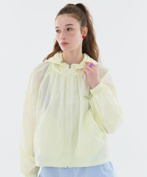 HOOD PINTUCK WINDBREAKER LEMON