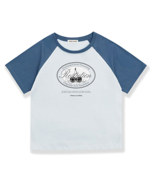 GLITCH RAGLAN CROP SHORT SLEEVE T-SHIRT - 4 COLORS WHITE