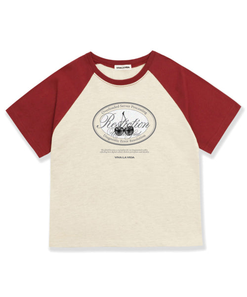 GLITCH RAGLAN CROP SHORT SLEEVE T-SHIRT - 4 COLORS WHITE
