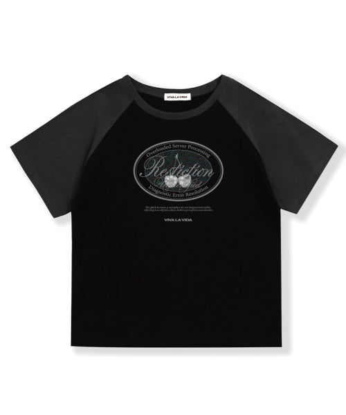 GLITCH RAGLAN CROP SHORT SLEEVE T-SHIRT - 4 COLORS WHITE